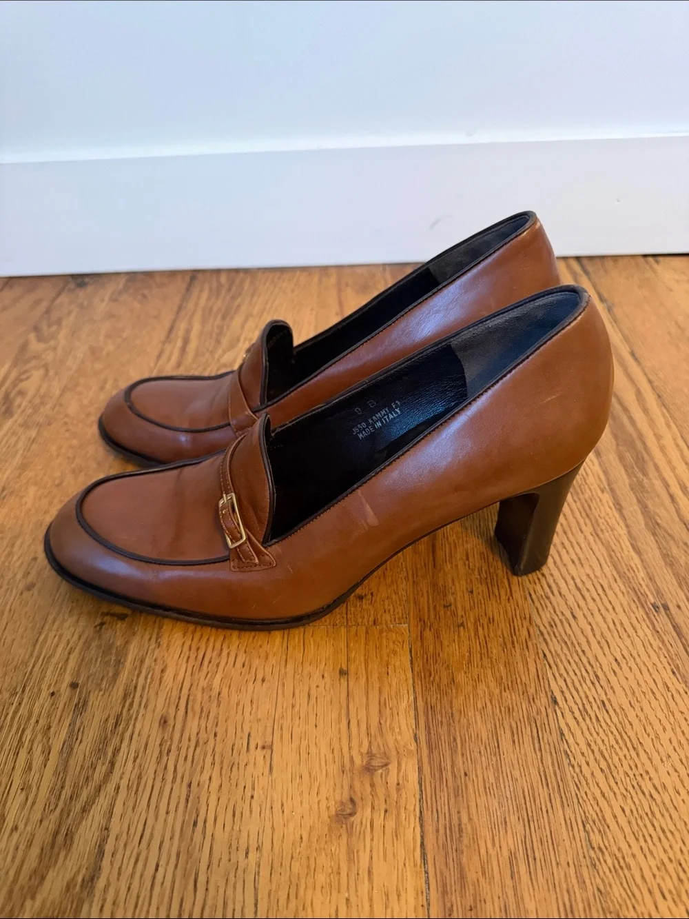 Coach Kammy Tan Leather Loafers with Gold Accent